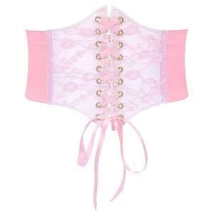 4941 Women Lace-up Corset Waist Belt Transparent Pvc Lace Crochet Petal